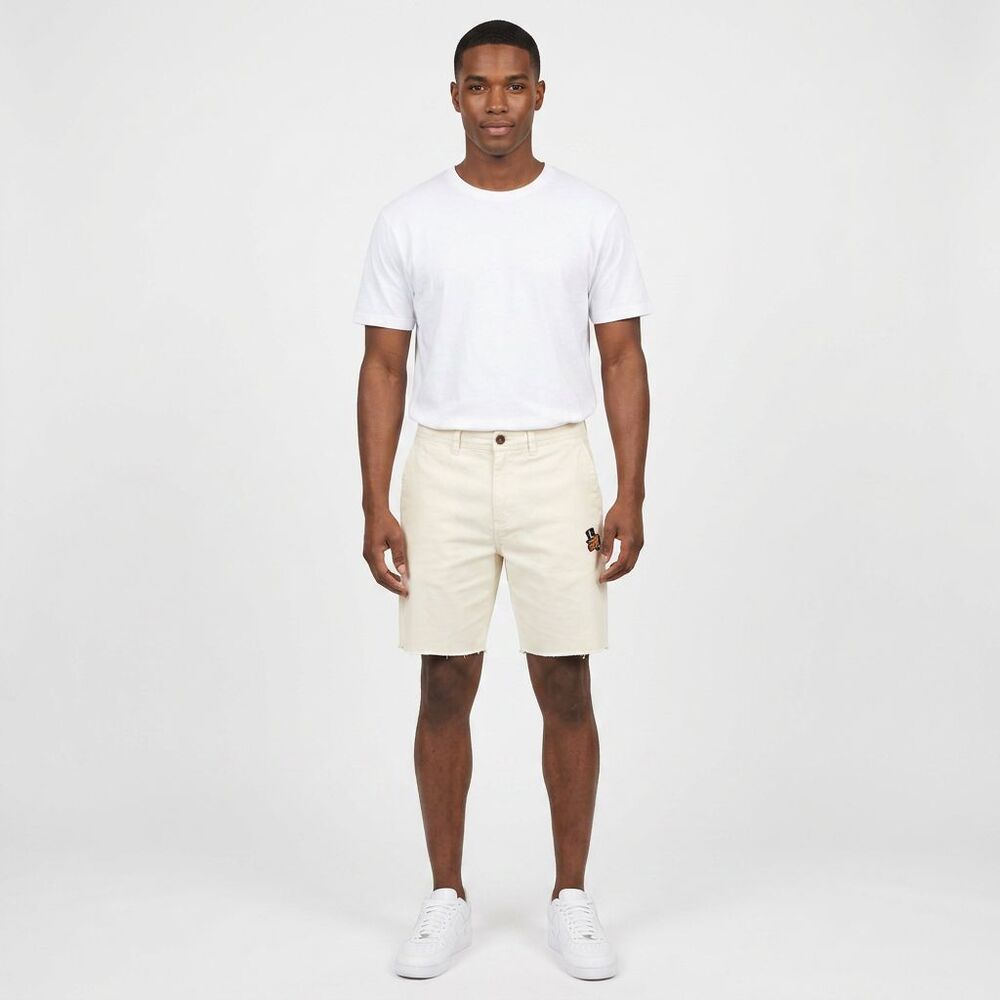 AKOO Shorts Mens 32 White Logo Streetwear Casual Cotton Blend Hip Hop